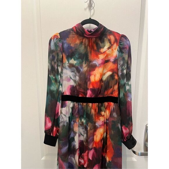 LDT MAXI SWING DRESS multicolor Print size 4 NWOT $275 - Picture 2 of 6